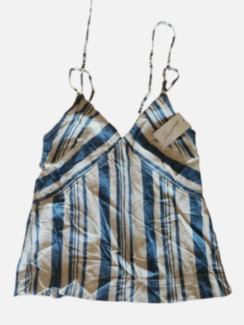 Universal Thread Denim Strap Tank Top Blue & White Stripes Women's XL New